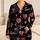 Black Heart And Love Motif Lounge Set For Cozy Nights In At Home For Teen Girls Daily Satin Pajamas Set - 1