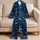 Teen Skate Arcade Lounge Outfit For Retro Gamer Night Sessions, Navy Cyan Street Style Satin Pajamas Set - 5