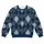 Indigo Denim Argyle with Silver Studs for Autumn Weekend Casual Style All-over Print Knitted Sweater - 4