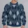 Indigo Denim Argyle with Silver Studs for Autumn Weekend Casual Style All-over Print Knitted Sweater - 2