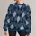 Indigo Denim Argyle with Silver Studs for Autumn Weekend Casual Style All-over Print Knitted Sweater - 1