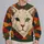 Feline Face Patchwork Art for Bold Autumn Outfits and Everyday Creative Style All-over Print Knitted Sweater - 2