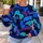 Abstract Blue Teal Camo Shapes for Bold Autumn Citywear and Creative Women All-over Print Knitted Sweater - 5