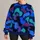 Abstract Blue Teal Camo Shapes for Bold Autumn Citywear and Creative Women All-over Print Knitted Sweater - 1