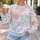 Pink Blue Floral Botanical Sweater Look for Spring Days and Everyday Wear All-over Print Knitted Sweater - 5