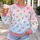 Pink And Blue Polka Dots For Cheerful Spring Outings And Relaxed Everyday Style Looks All-over Print Knitted Sweater - 5
