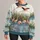 Coral Flamingos Wading in Blue Wetlands for Spring Outings and Nature-Loving Women All-over Print Knitted Sweater - 1