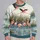 Coral Flamingos Wading in Blue Wetlands for Spring Outings and Nature-Loving Women All-over Print Knitted Sweater - 2