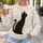 Black Cat Beneath Colorful Stars For Cozy Everyday Casual Style All-over Print Knitted Sweater - 5