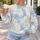 Blue Sky and White Cloud Shapes for Relaxed Commuting and Everyday Casual Wear All-over Print Knitted Sweater - 5