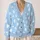 Powder Blue Hearts and Daisies for Cheerful Everyday Spring and Weekend Style All-over Print Knitted Cardigan - 2