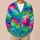 Turquoise Fuchsia Abstract Color Waves for Creative Everyday Layering All-over Print Knitted Cardigan - 6