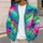 Turquoise Fuchsia Abstract Color Waves for Creative Everyday Layering All-over Print Knitted Cardigan - 5