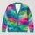 Turquoise Fuchsia Abstract Color Waves for Creative Everyday Layering All-over Print Knitted Cardigan - 1