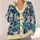 Blue And Cream Vintage Newspaper Collage For Everyday Creative Layering Style All-over Print Knitted Cardigan - 4