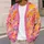 Vibrant Pink Yellow Abstract Brushstrokes for Autumn Weekend Layering Women All-over Print Knitted Cardigan - 5