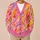 Vibrant Pink Yellow Abstract Brushstrokes for Autumn Weekend Layering Women All-over Print Knitted Cardigan - 6