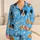 Blue Dog Faces And Bone Motifs Cozy Lounge Wear For Relaxed Nights At Home Women Satin Pajamas Set - 1