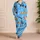 Blue Dog Faces And Bone Motifs Cozy Lounge Wear For Relaxed Nights At Home Women Satin Pajamas Set - 4