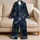 Midnight Navy Celestial Astrolabe Constellation Cozy Nights At Home Lounging Wear Satin Pajamas Set - 5