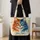 Split-Tone Orange and Blue Cat Face for Everyday Errands and Cat Mom Gifting Quilted Tote Bag - 4