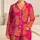 Retro Pineapple Motif in Hot Magenta for Vacation Lounging, Travel, and Gifts for Her Satin Pajamas Set - 1