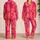 Retro Pineapple Motif in Hot Magenta for Vacation Lounging, Travel, and Gifts for Her Satin Pajamas Set - 2