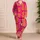Retro Pineapple Motif in Hot Magenta for Vacation Lounging, Travel, and Gifts for Her Satin Pajamas Set - 4