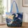 Majestic Blue Dragon at Sunset by Castle Lake for Fantasy Lovers and Daily Adventures Quilted Tote Bag - 1