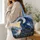 Majestic Blue Dragon at Sunset by Castle Lake for Fantasy Lovers and Daily Adventures Quilted Tote Bag - 3