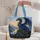 Majestic Blue Dragon at Sunset by Castle Lake for Fantasy Lovers and Daily Adventures Quilted Tote Bag - 5