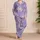 Vintage Lavender Florals for Cozy Spring Evenings, Vacations, and Sweet Gift Giving Satin Pajamas Set - 4