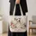 Elegant White Poodle in Vintage Rose Garden for Cottagecore Gift Giving Pet Lovers Quilted Tote Bag - 4