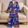 Retro Pop Art Comic Collage Gift for Her, Bold Cobalt Blue Lounge Nights Vibe Style Satin Pajamas Set - 5