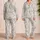Ivory Gray Baroque Scroll Lounge Wear for Elegant Home Nights, Giftable Unisex Adults Satin Pajamas Set - 2