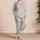Ivory Gray Baroque Scroll Lounge Wear for Elegant Home Nights, Giftable Unisex Adults Satin Pajamas Set - 4