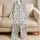Ivory Gray Baroque Scroll Lounge Wear for Elegant Home Nights, Giftable Unisex Adults Satin Pajamas Set - 5
