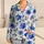 Blue Watercolor Floral Resort Wear for Vacation, Beach Days, and Relaxed Women Satin Pajamas Set - 1