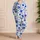 Blue Watercolor Floral Resort Wear for Vacation, Beach Days, and Relaxed Women Satin Pajamas Set - 4