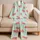 Mint Green Gingham Watermelon Motifs For Summer Lounging, Picnics, And Gift Giving Satin Pajamas Set - 5