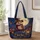 Whimsical Witch Owl Under Autumn Moon for Halloween Parties and Cozy Fall Outings Quilted Tote Bag - 1
