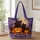 Black Cats And Jack-O-Lanterns Under A Witch Hat Moon For Halloween Cat Lovers Quilted Tote Bag - 1