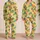 Tropical Fruit And Flower Summer Lounge Gift For Women, Lemon Yellow Cheerful Look Satin Pajamas Set - 2