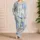 Coastal Seahorse Starfish Seafoam Gift For Ocean Lovers, Soft Lagoon Vibes At Home Satin Pajamas Set - 4