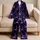Violet Lightning Crackle on Black for Cozy Nights, Sci-Fi Fans, and Gift Giving At Home Satin Pajamas Set - 5