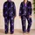 Violet Lightning Crackle on Black for Cozy Nights, Sci-Fi Fans, and Gift Giving At Home Satin Pajamas Set - 2