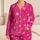 Hot Pink Starburst Sparkle For Vacations, Gifts, Women, Cozy Nights Everyday At Home Satin Pajamas Set - 1