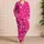 Hot Pink Starburst Sparkle For Vacations, Gifts, Women, Cozy Nights Everyday At Home Satin Pajamas Set - 4