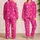 Hot Pink Starburst Sparkle For Vacations, Gifts, Women, Cozy Nights Everyday At Home Satin Pajamas Set - 2
