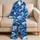 Deep Blue White Ocean Swirl Marble Lounge Wear for Coastal Vacation Getaways Women Satin Pajamas Set - 5